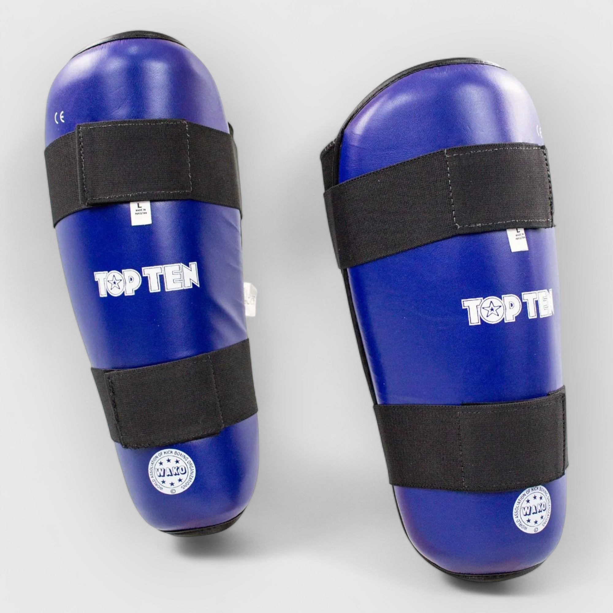 TOP TEN Leggbeskytter WAKO Style - Rød/Blå - CombatStore.no